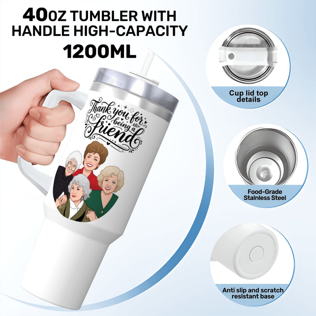 TYFBAF Travel Coffee Mug with Handle and Straw (40oz)