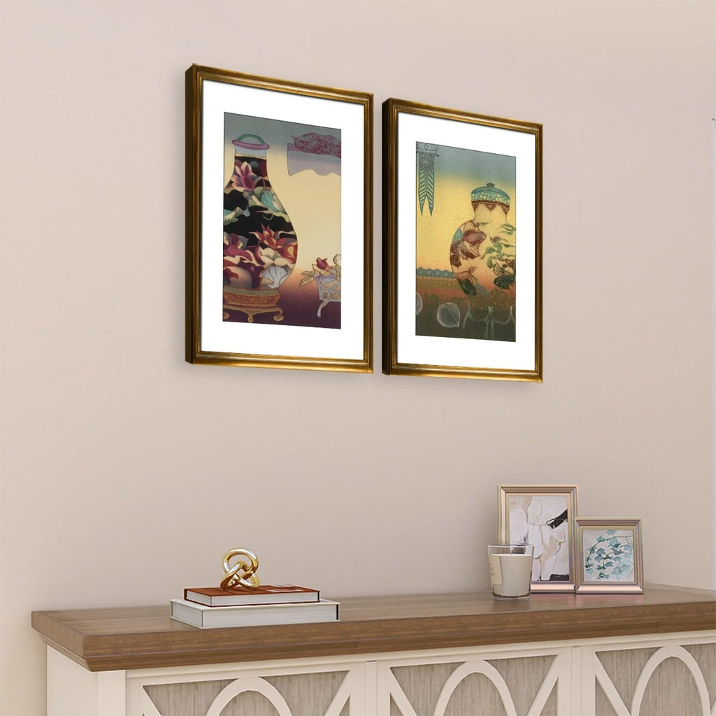 Golden Urn Paintings - 2 Panels Canvas Prints Wall Art