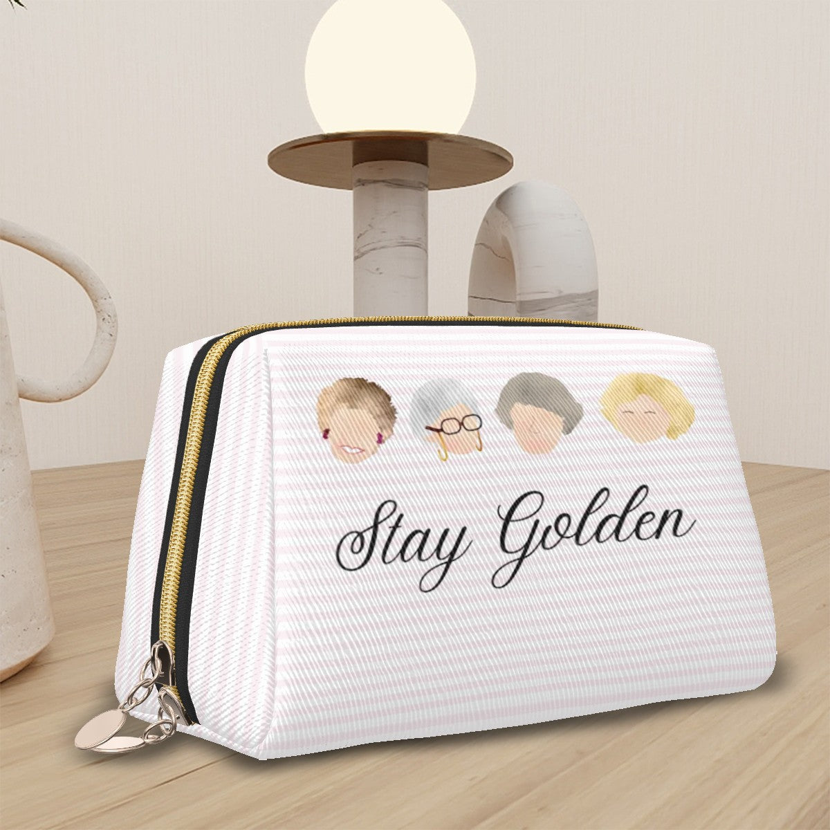 Stay Golden Vegan Leather Makeup Bag