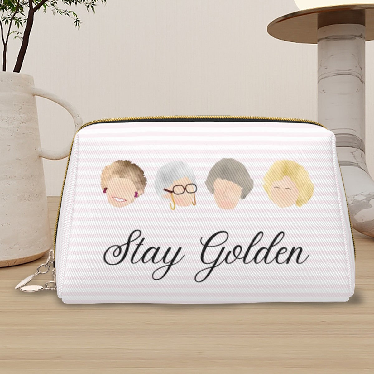 Stay Golden Vegan Leather Makeup Bag
