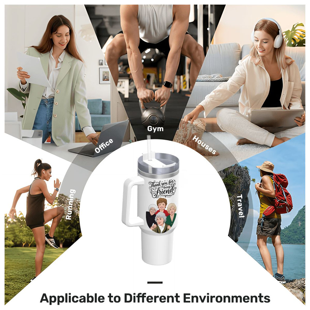 TYFBAF Travel Coffee Mug with Handle and Straw (40oz)