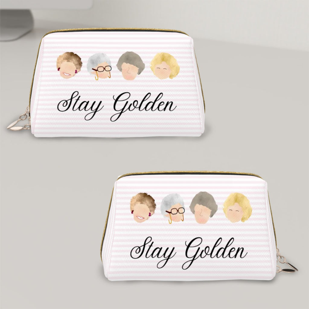 Stay Golden Vegan Leather Makeup Bag
