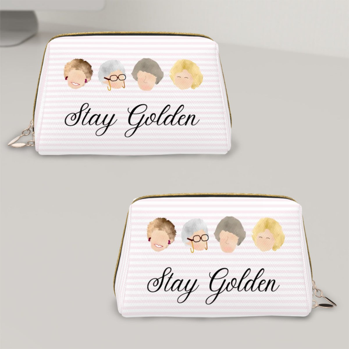 Stay Golden Vegan Leather Makeup Bag