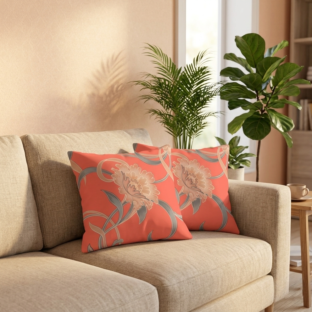 Golden Couch Fabric Plush Throw Pillow Cover (Double-sided Design) (One Cover)