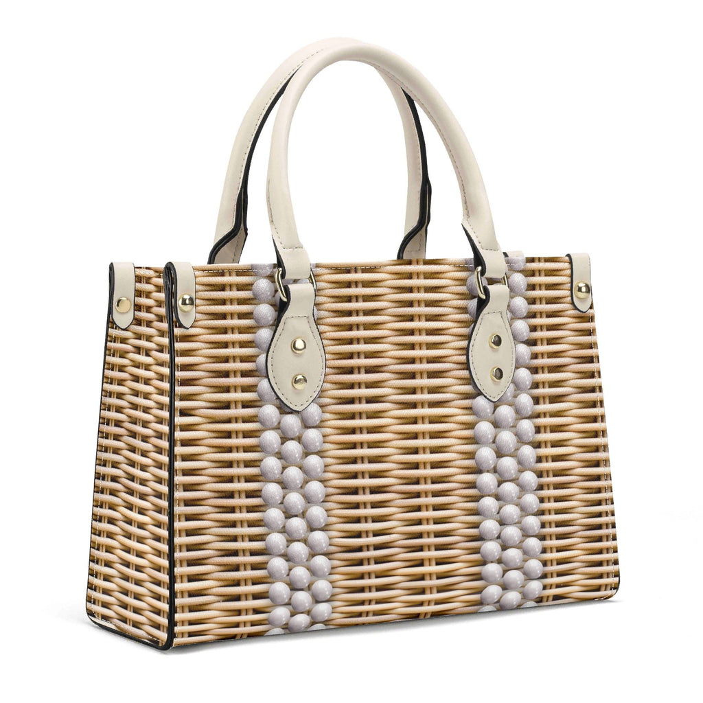 Golden Sophia Petrillo Purse PU Tote Bag Wicker-Look