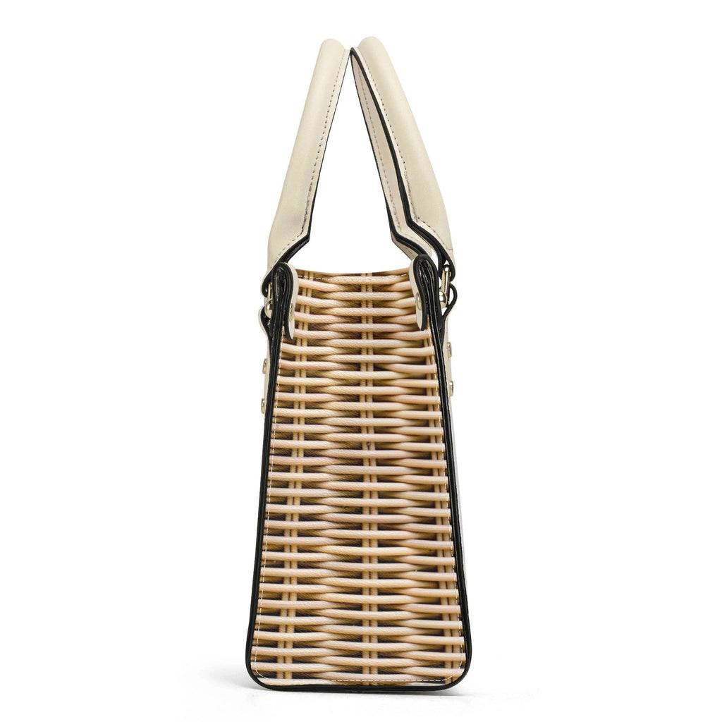 Golden Sophia Petrillo Purse PU Tote Bag Wicker-Look