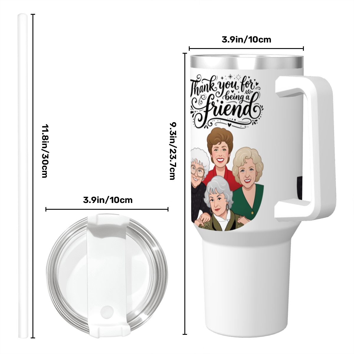 TYFBAF Travel Coffee Mug with Handle and Straw (40oz)