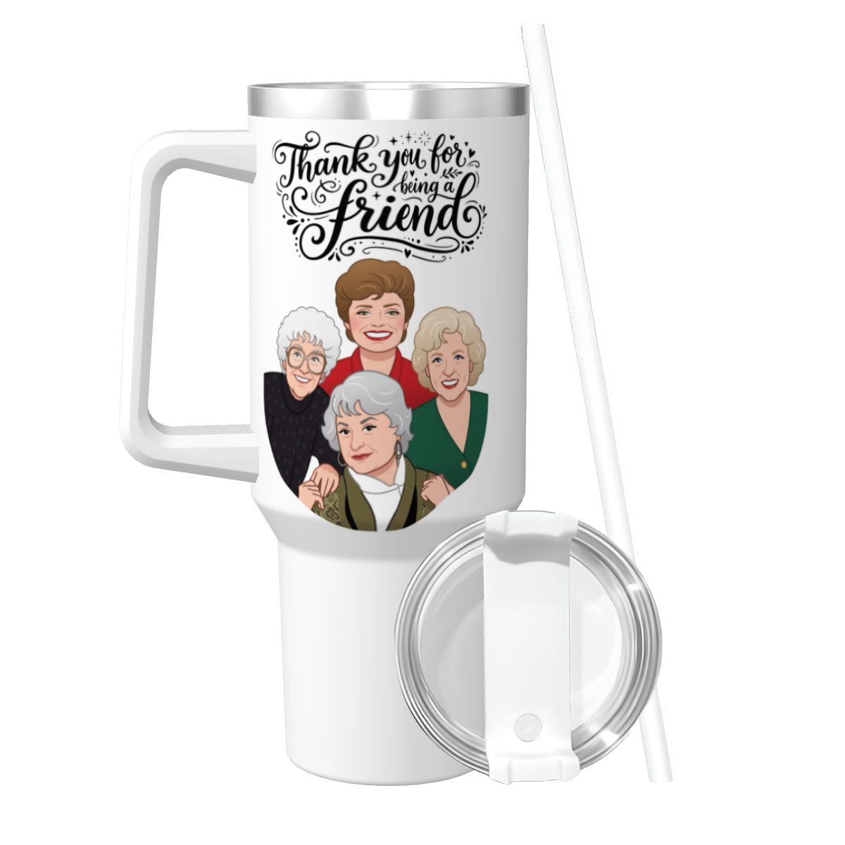 TYFBAF Travel Coffee Mug with Handle and Straw (40oz)