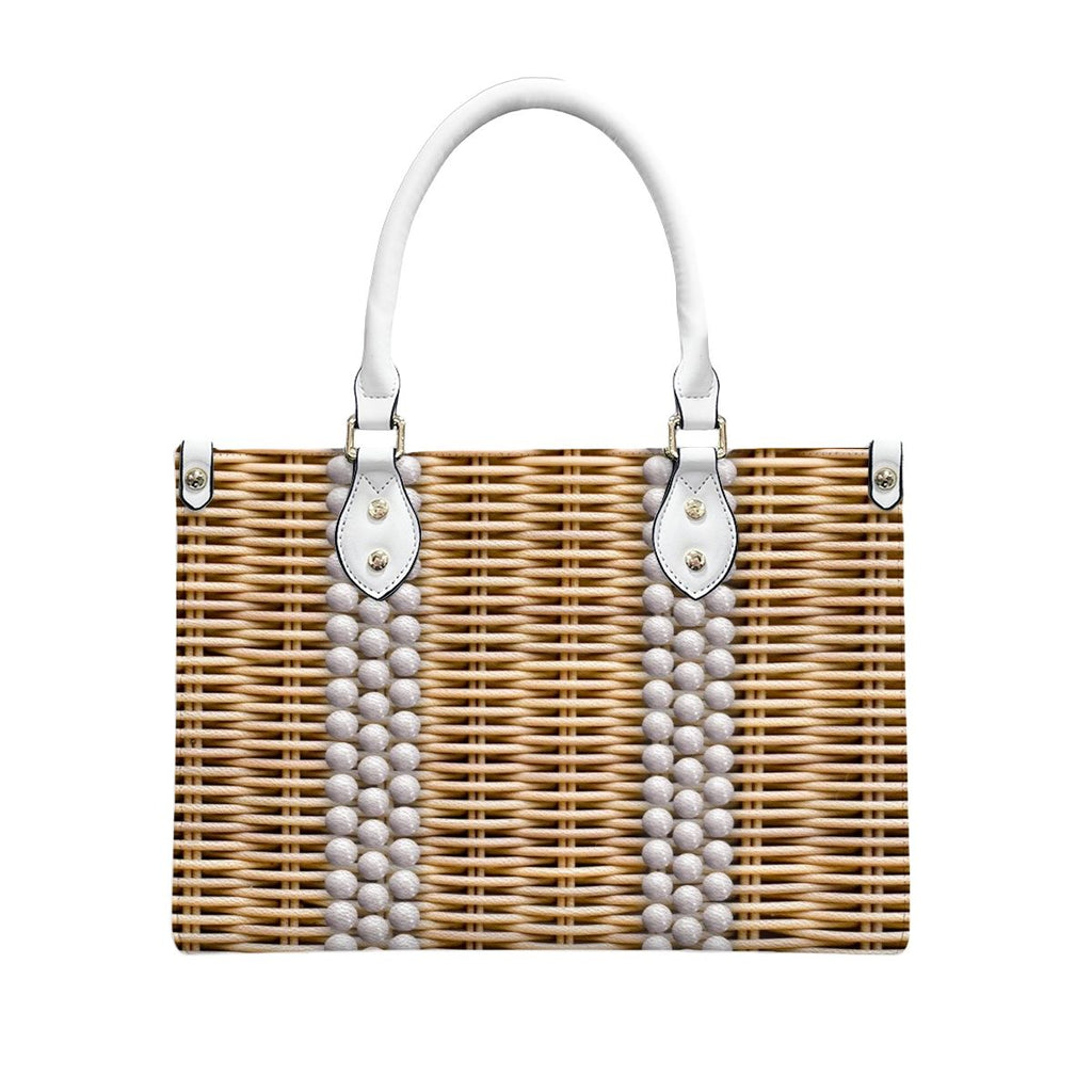 Golden Sophia Petrillo Purse PU Tote Bag Wicker-Look